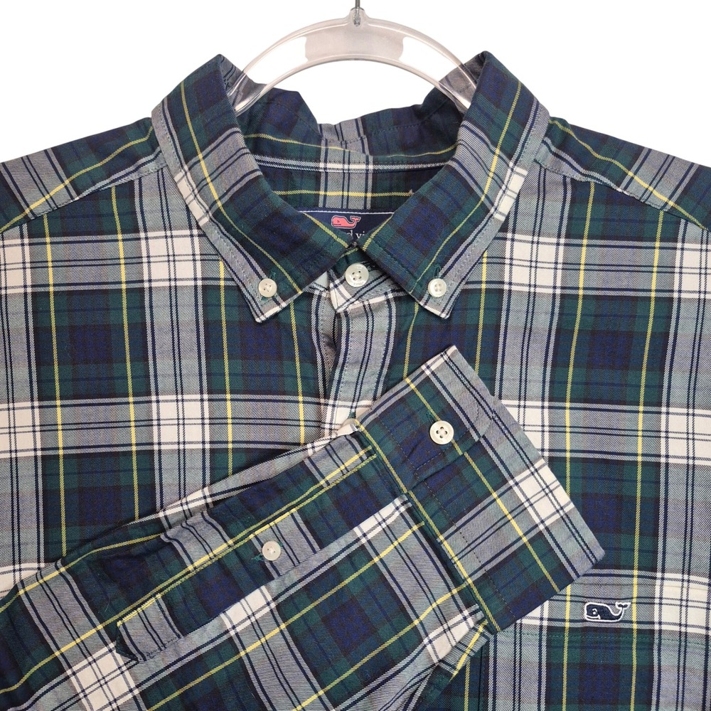 Vineyard Vines Mens XL Classic Fit Tucker Shirt Green Blue Plaid Button Down
